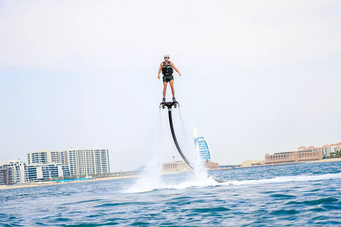 Man enjoying flyboard in Dubai, UAE