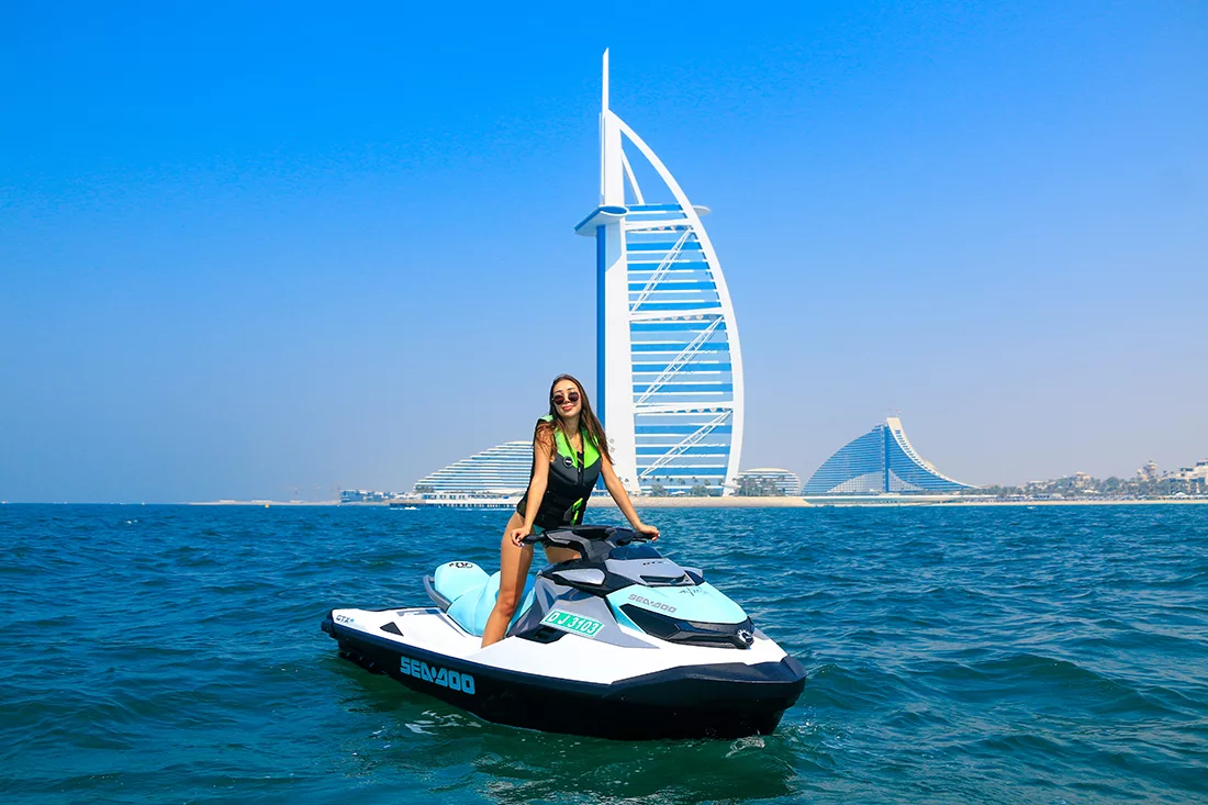 Woman enjoying jet ski in Dubai, UAE