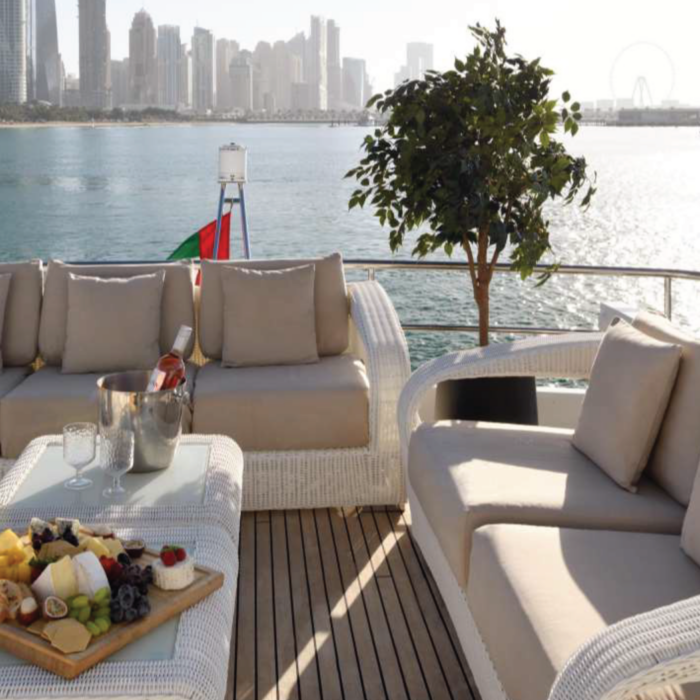 Deck of the 90ft private yacht cruise in Dubai