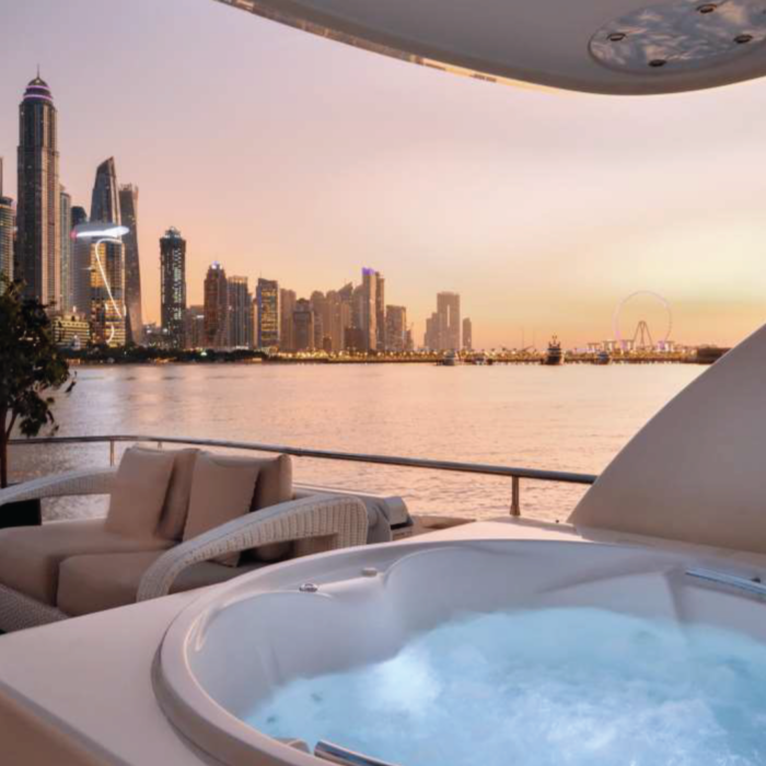 Jacuzzi on the 90ft private yacht in Dubai